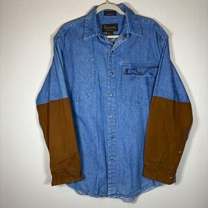 Vintage 90s Browning Super Naturals Mens Large Blue Denim Shooting Shirt
